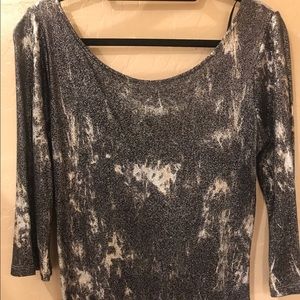 Silver/Black shimmer BKE mid sleeve shirt.